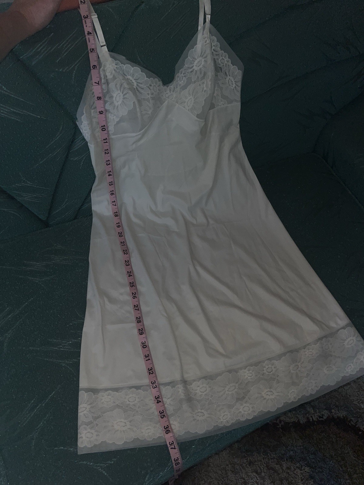 Vtg VANITY FAIR Satin Full Slip Sz 34 Bridal Floral Lace Trim Chiffon Nylon