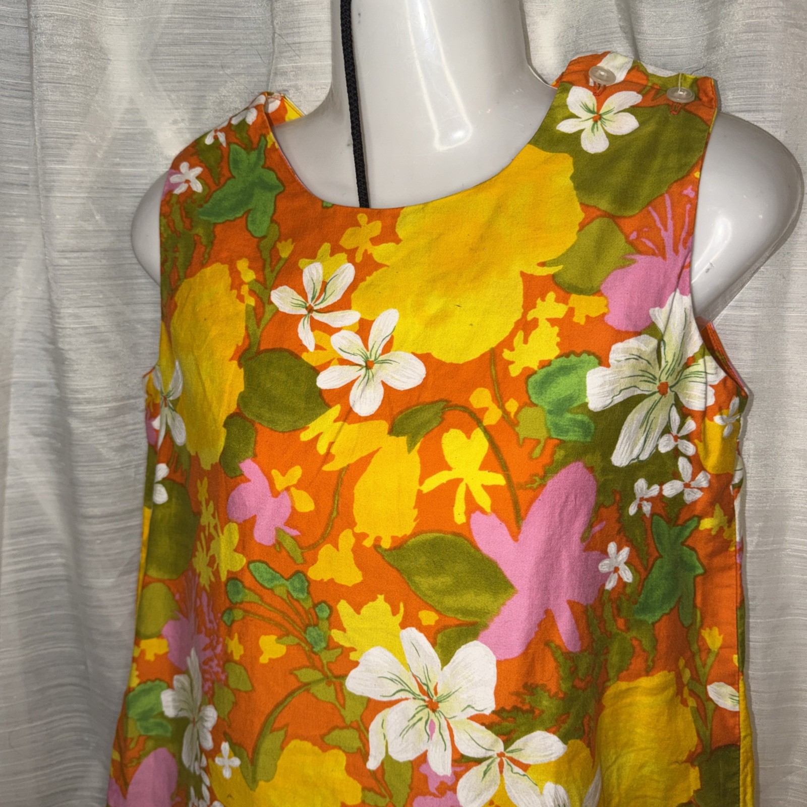 VTG Hookano Girls Floral dress Hawaii shift sleeveless drop waist Size 8 RARE!