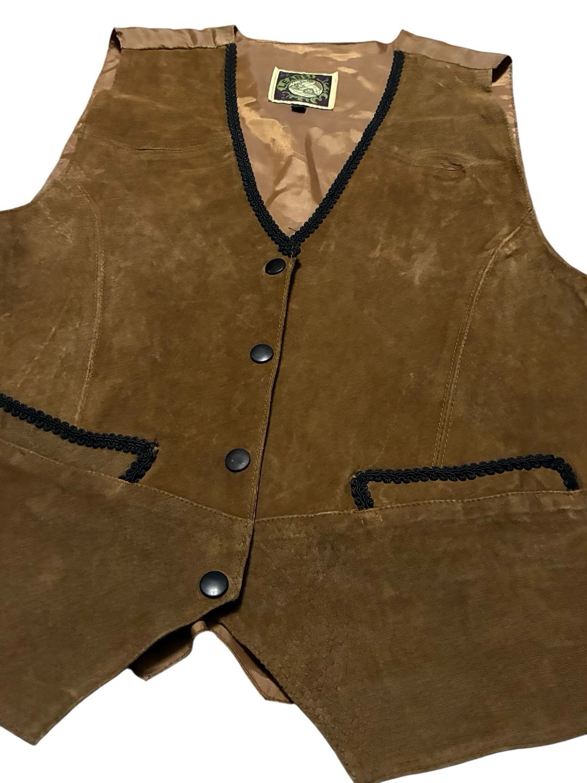 Learsi Vintage Brown Leather Vest, Size medium