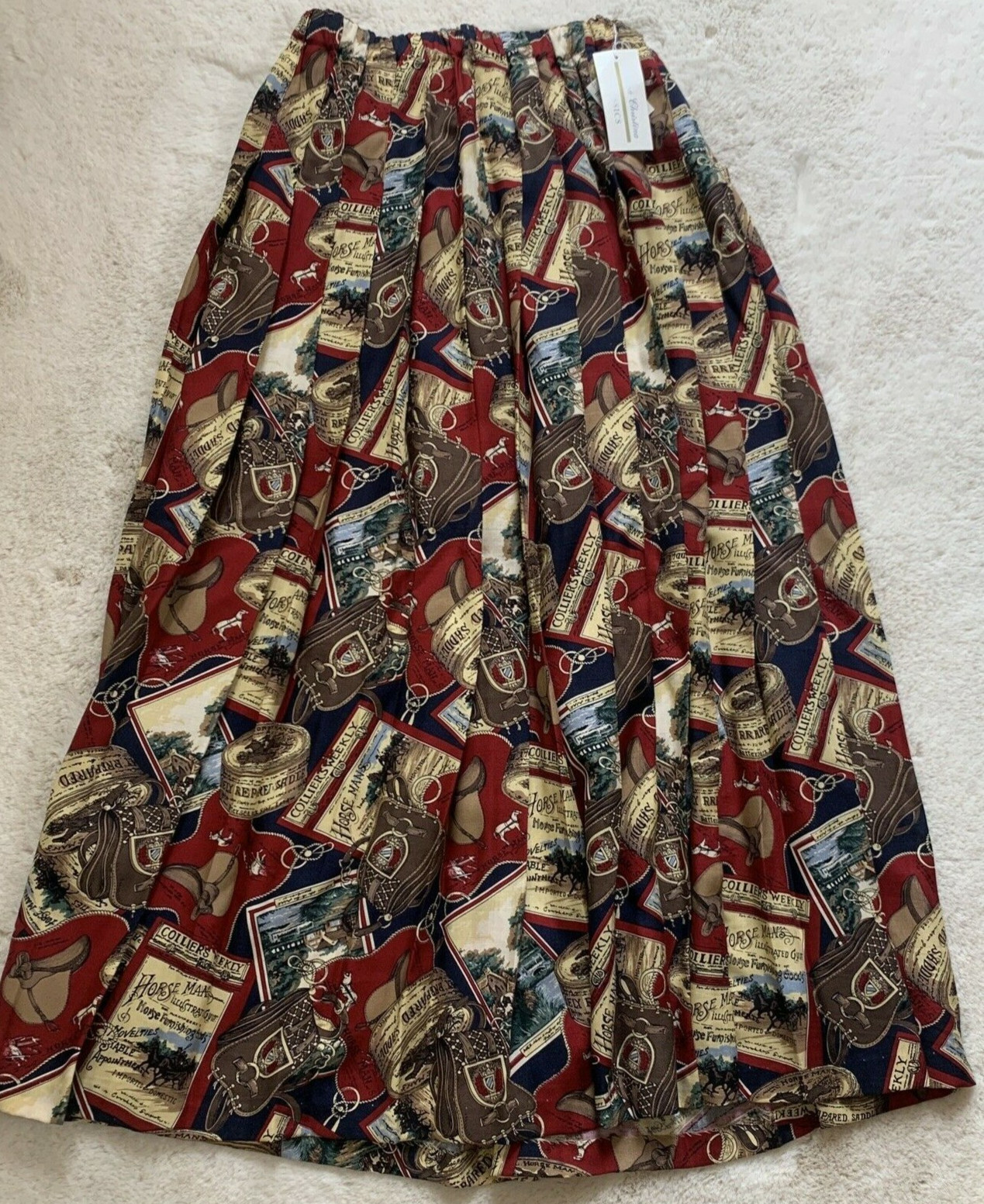 VTG NWT Womens S Pleated Skirt Horses Equestrian USA Old Money Classic Timeless