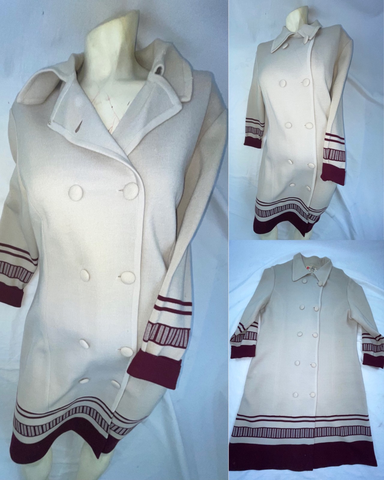 VTG 20S STYLE 60S WOMENS S ART DECO RETRO FLAPPER WOOL LONG DRESS COAT JACKET