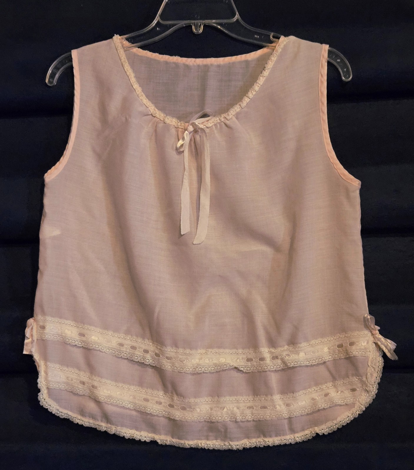 VTG Western Maid Pajama Set Baby Doll Pink Size Medium Lace Ribbon Soft Coquette