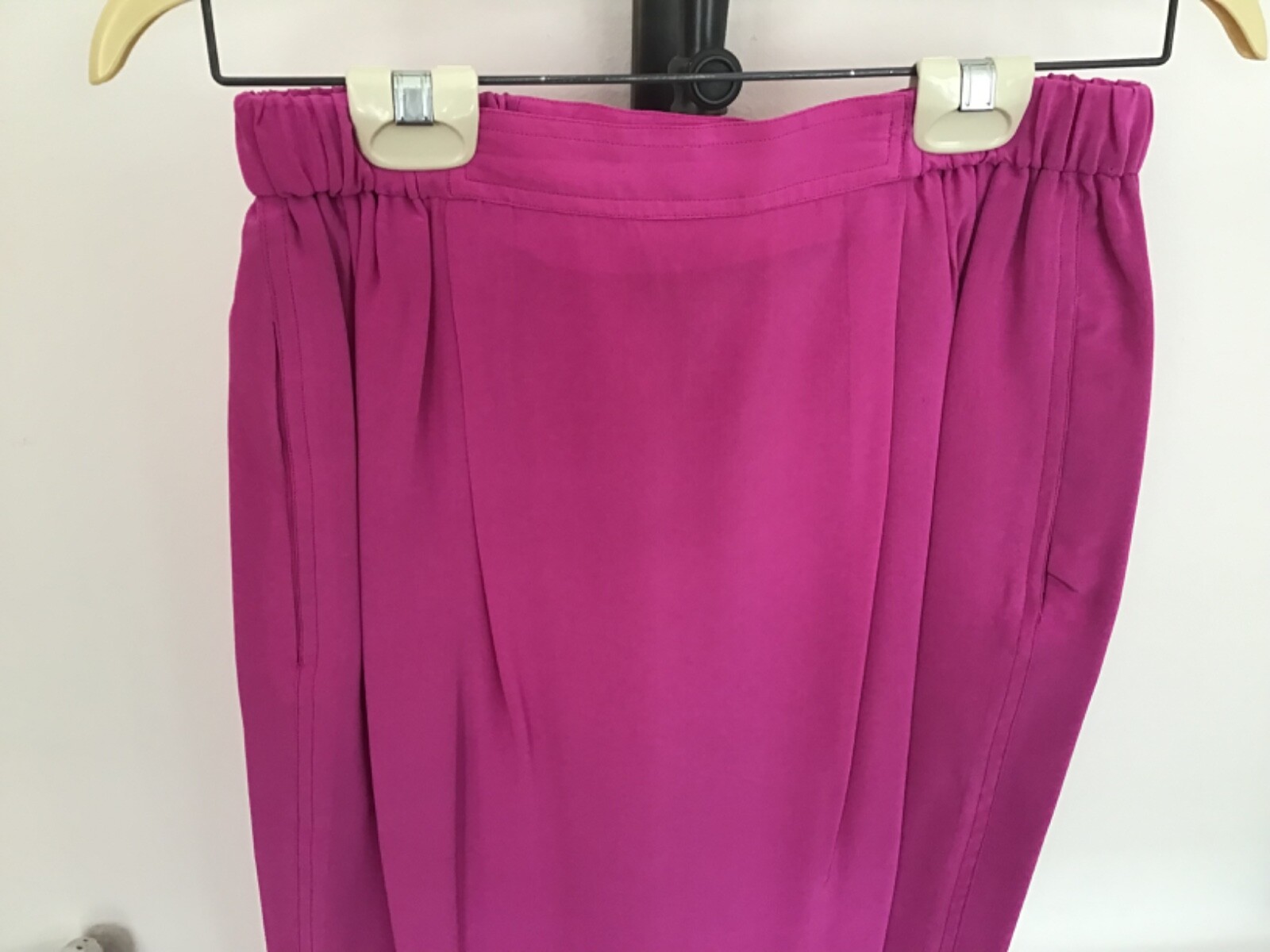 Vtg ANNE KLEIN II Silk Blouse Size 6 Skirt Size – 8 Hot Pink Orange Color Block