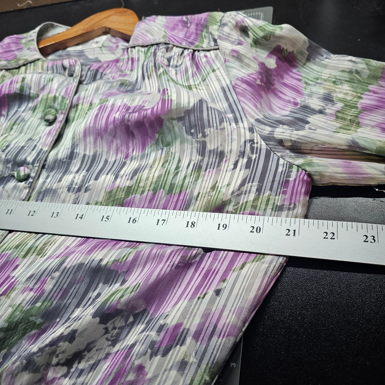 Vintage Wilroy Dress Womens XL Purple Floral 80s Cottage Coquette Glam Prairie