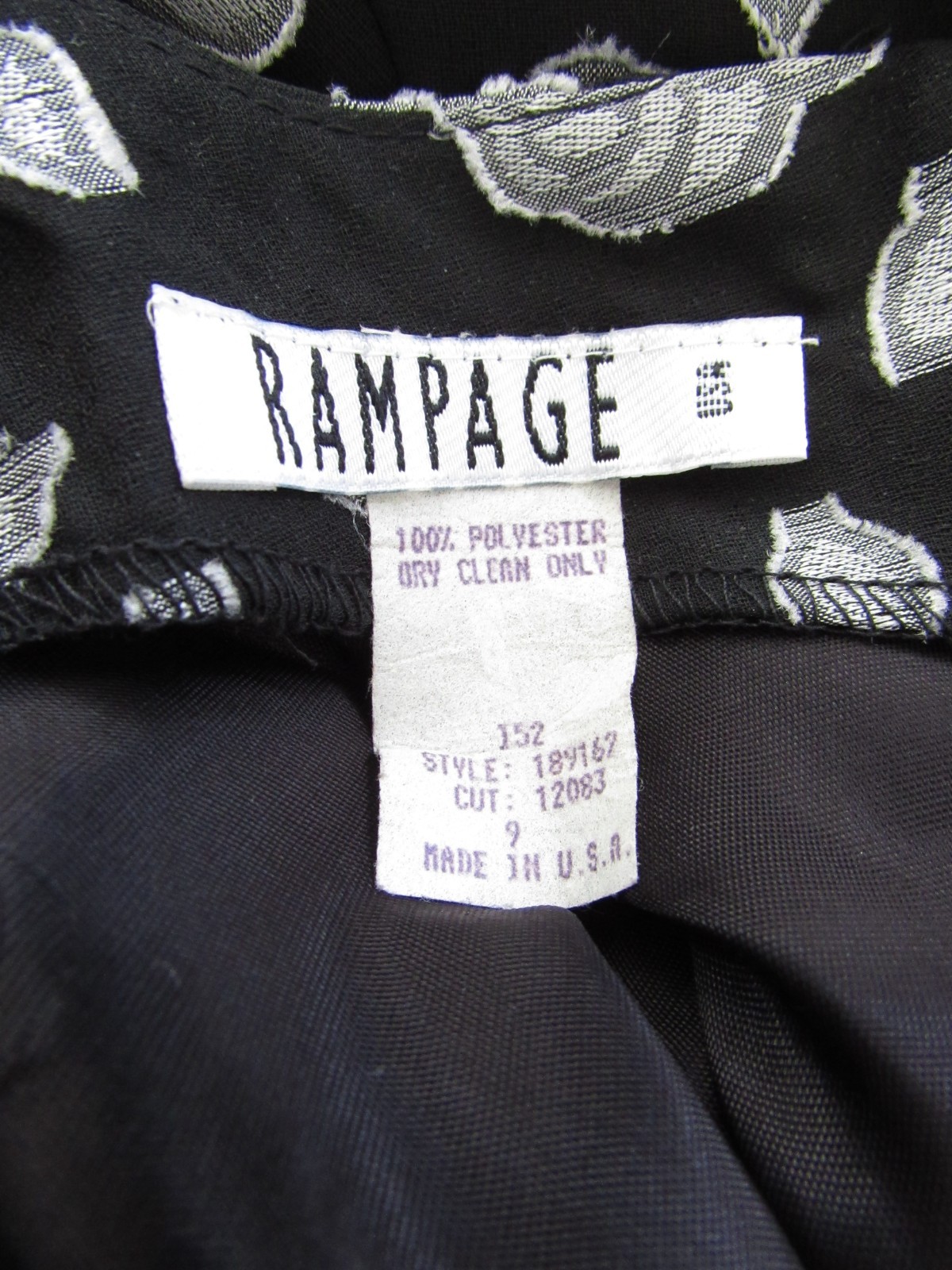 Vintage 90s Rampage Black Silver Mini Slip Skater Dress Y2K Tiered Hem S/M