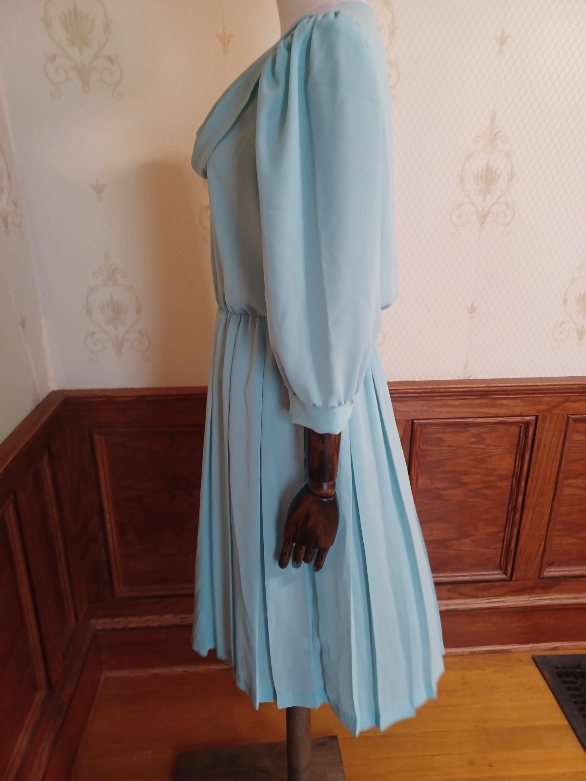 Vintage 1980s Sheer Pastel Aqua Bobby’s Girl Romantic Coquette Dress