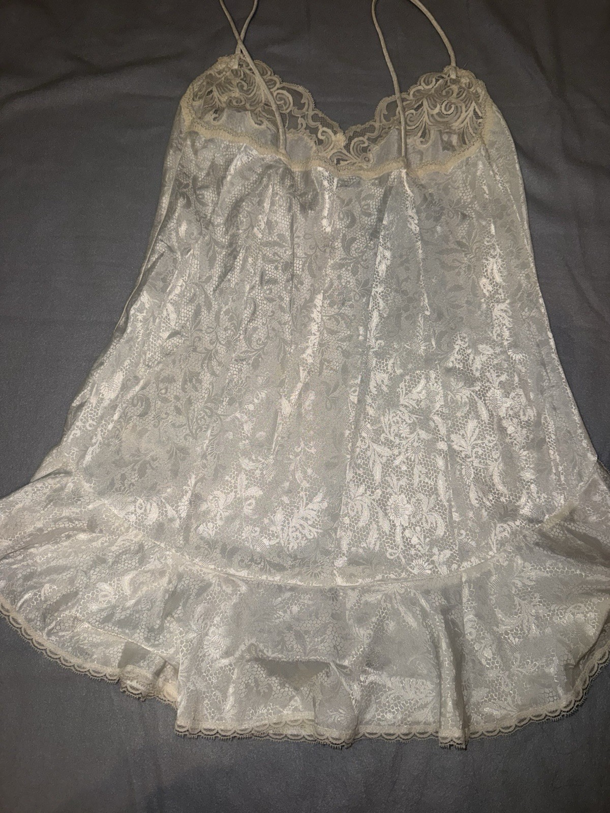 VTG Christian Dior Lingerie White Lace Bow Romantic Teddy Honeymoon Sexy