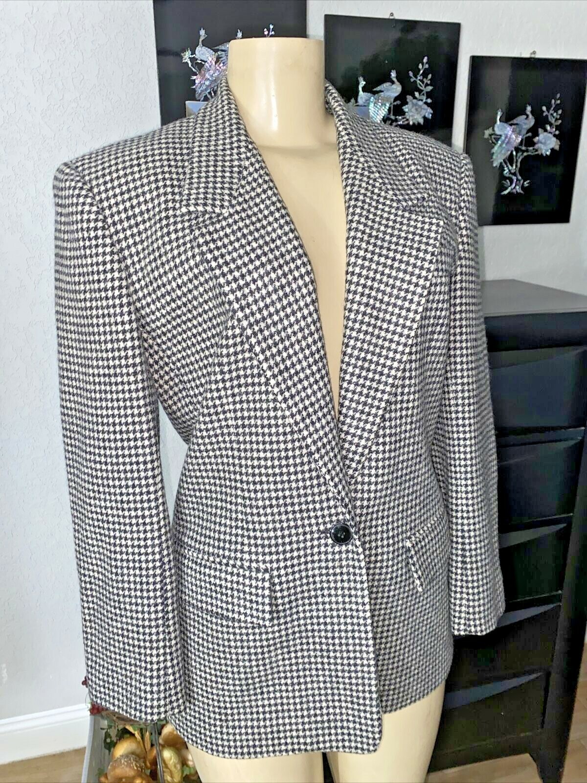 Vintage Adolfo Esprit Houndstooth Blazer Med plc✯