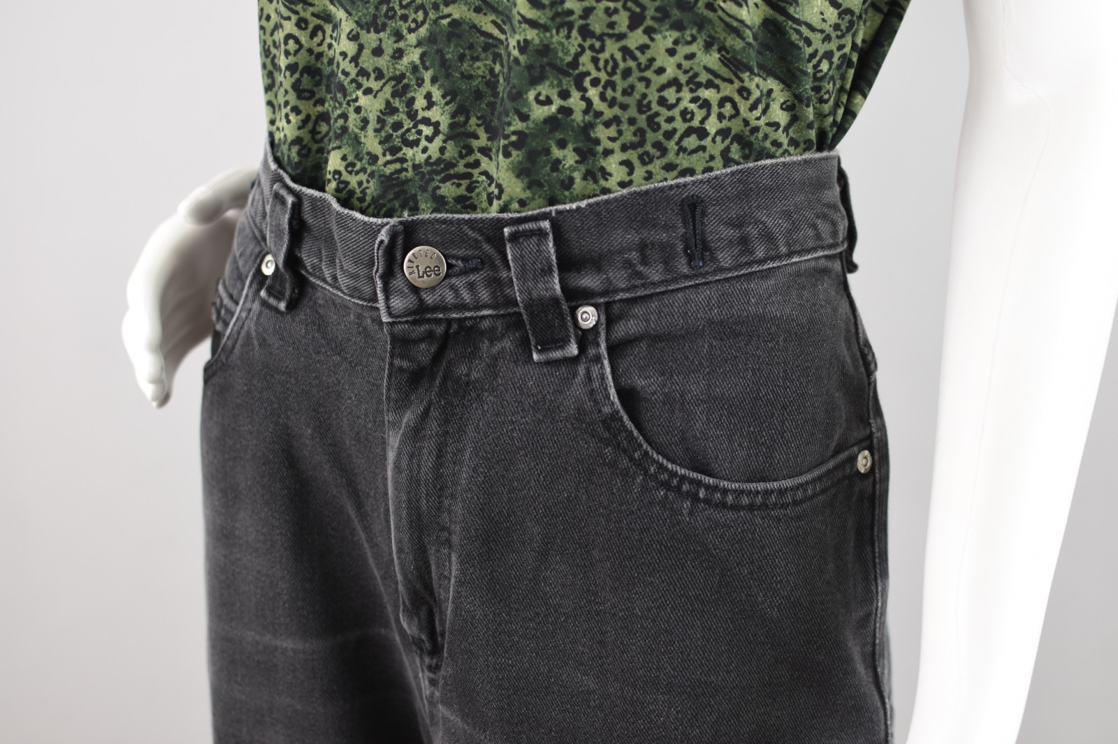 Vintage Lee Riveted Faded Black Back Buckle Jeans, Women’s 30×28