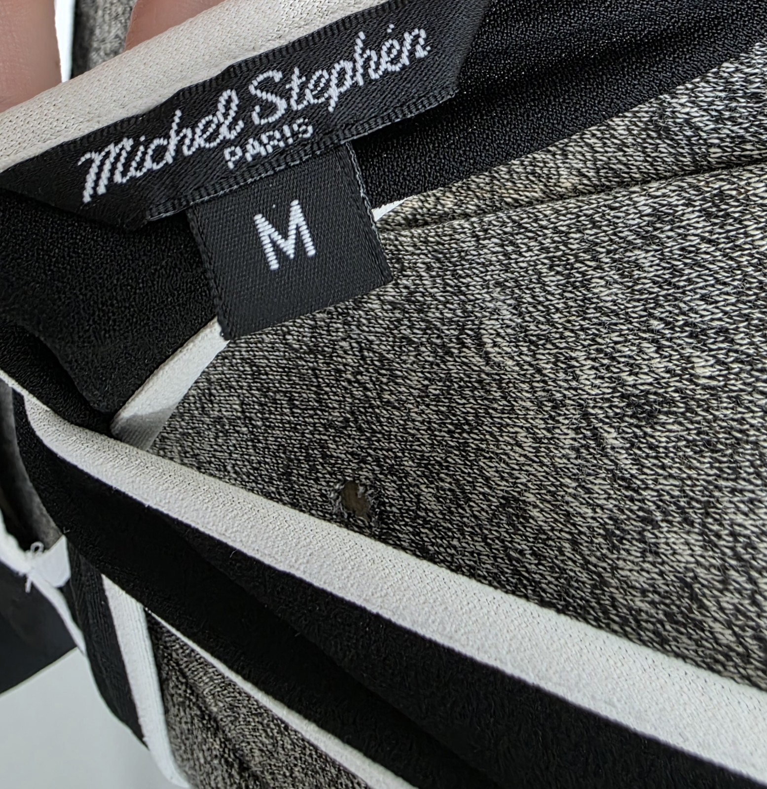 Michel Stephen Paris Vintage 90’s Women’s Black White Striped Crossback Dress M
