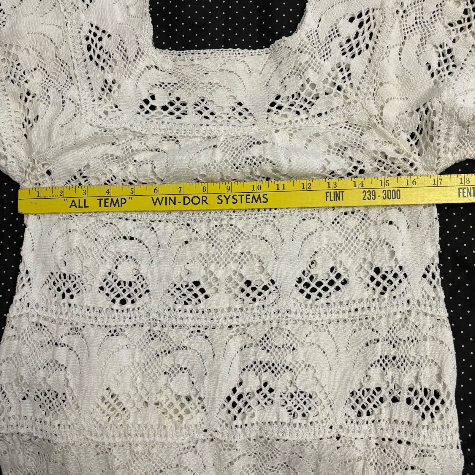 VTG Crocheted Lace Dress Boho Women’s White Lace Maxi Festival Cottagecore Sz S