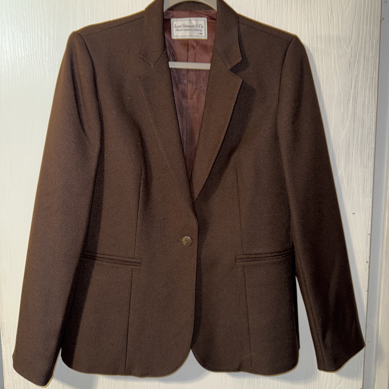 Vintage 1970s Levi’s Women’s Pantsuit chocolate brown polyester single button