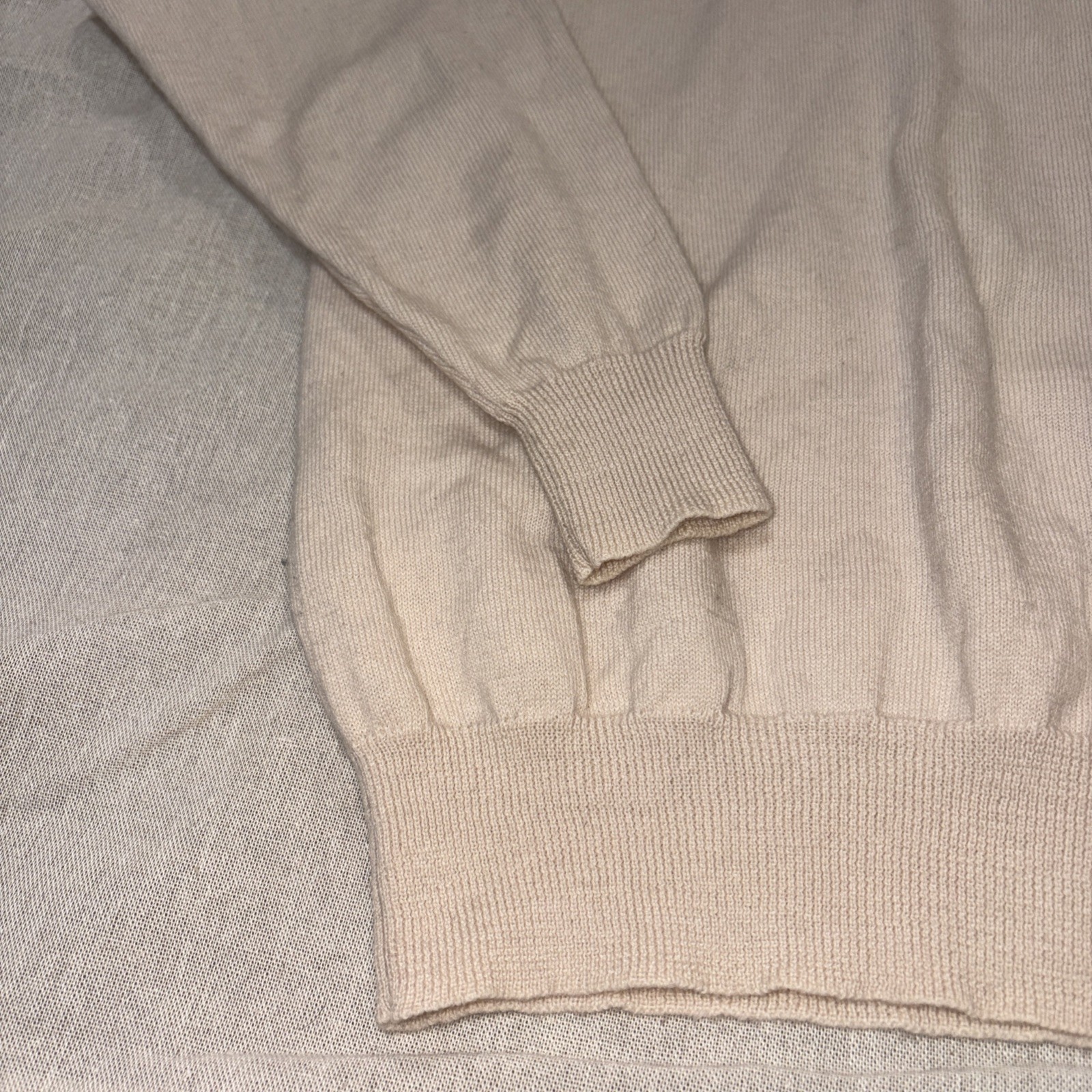 VTG Bleyle 100% Merino Wool Women’s 1/4 Back Zip Cream Long Sleeve Sweater Sz S