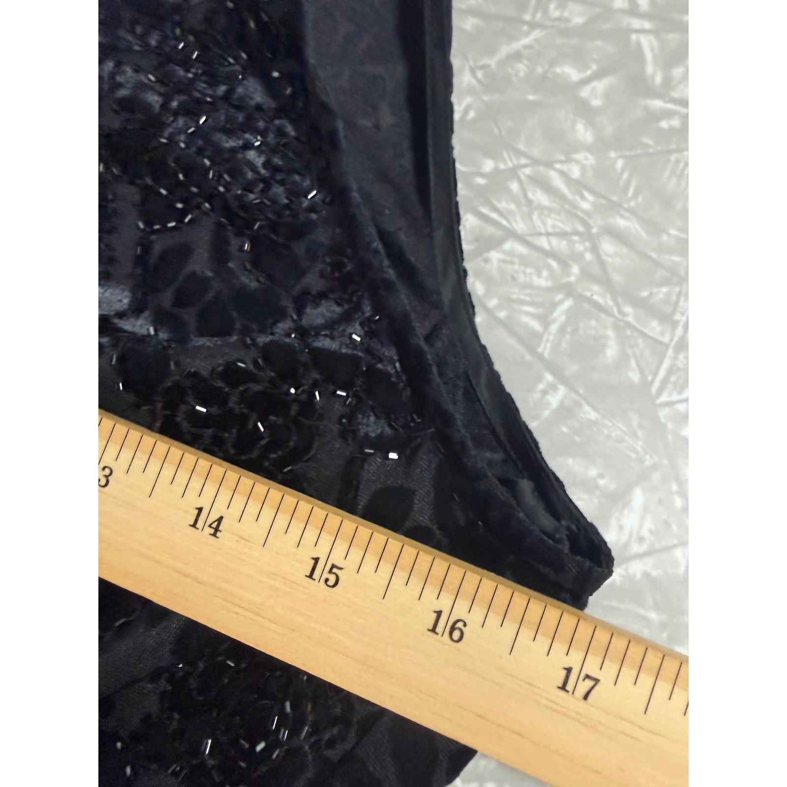 Plaza South Vintage 1999 Black Beaded Floral Burnout Velvet Maxi Dress Goth 8
