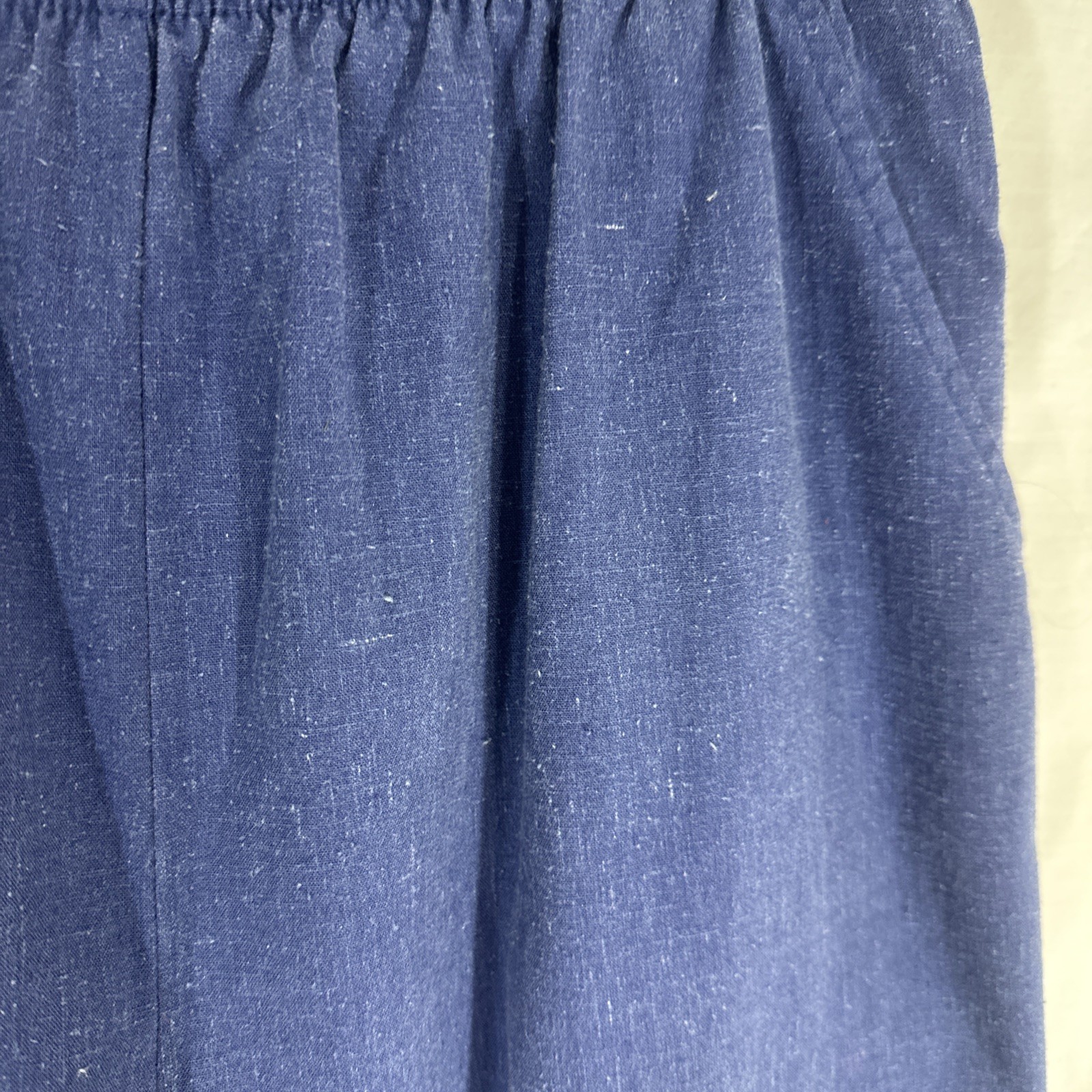 Vtg Elastic Waist Pull On Pants 10/12 Med Blue 29.5 Inseam Nautical Cotton Blend