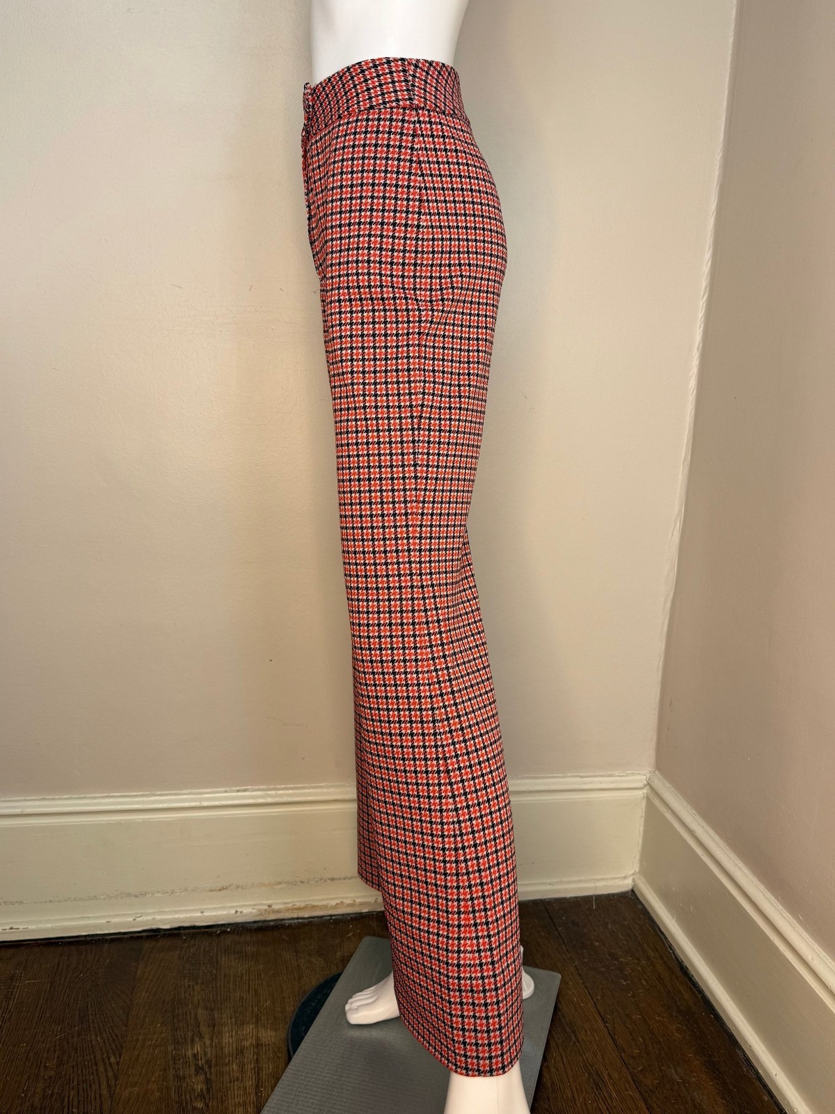 Vtg 1970s Plaid Flare Leg Double Knit Slacks Corinth Street 70s Bell Bottom Pant