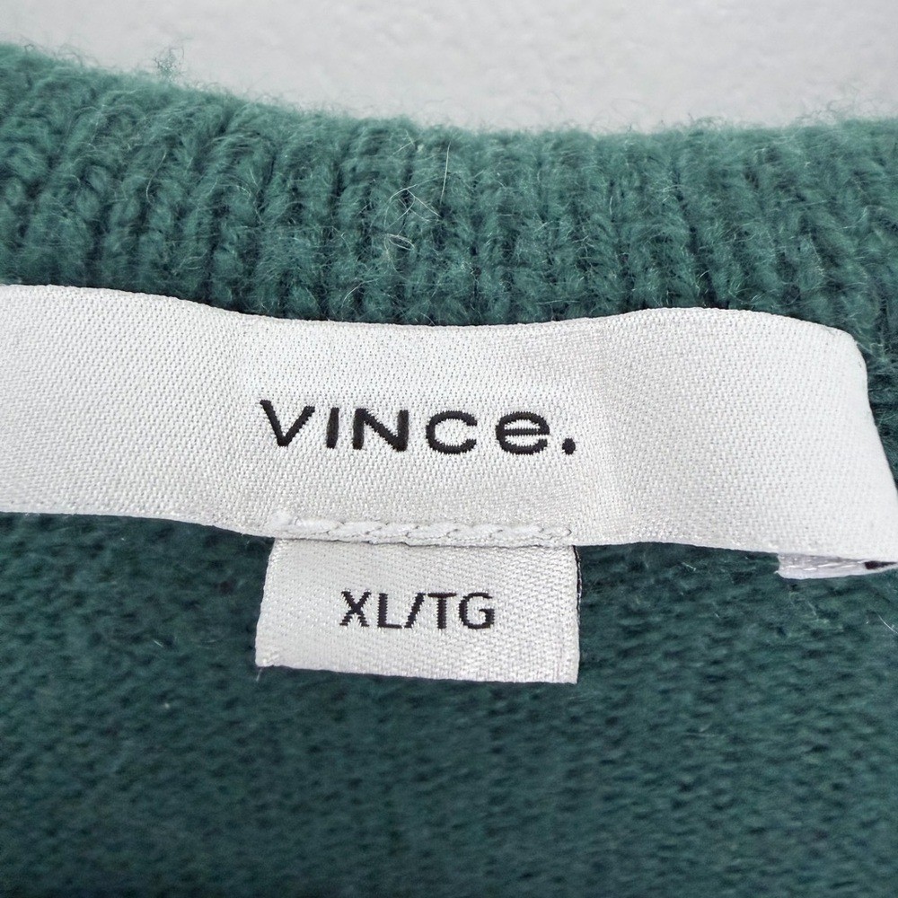 VINCE EASY JOHNNY COLLAR SWEATER MALACHITE green size XL wool cashmere v-neck