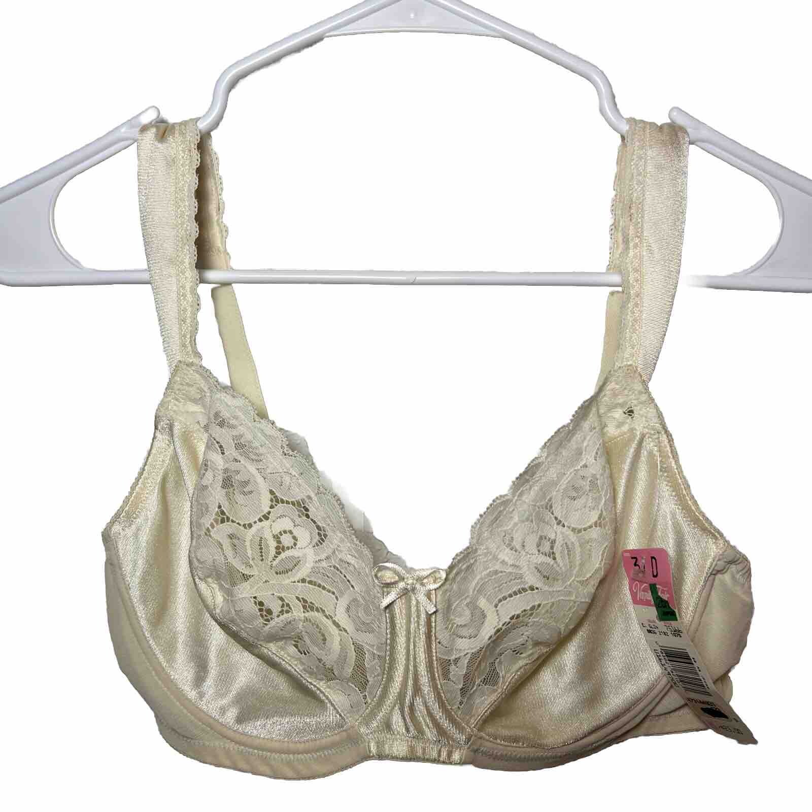 NWT Vintage Vanity Fair Underwire Bra – Satin Cream Glow 34D – Made In USA