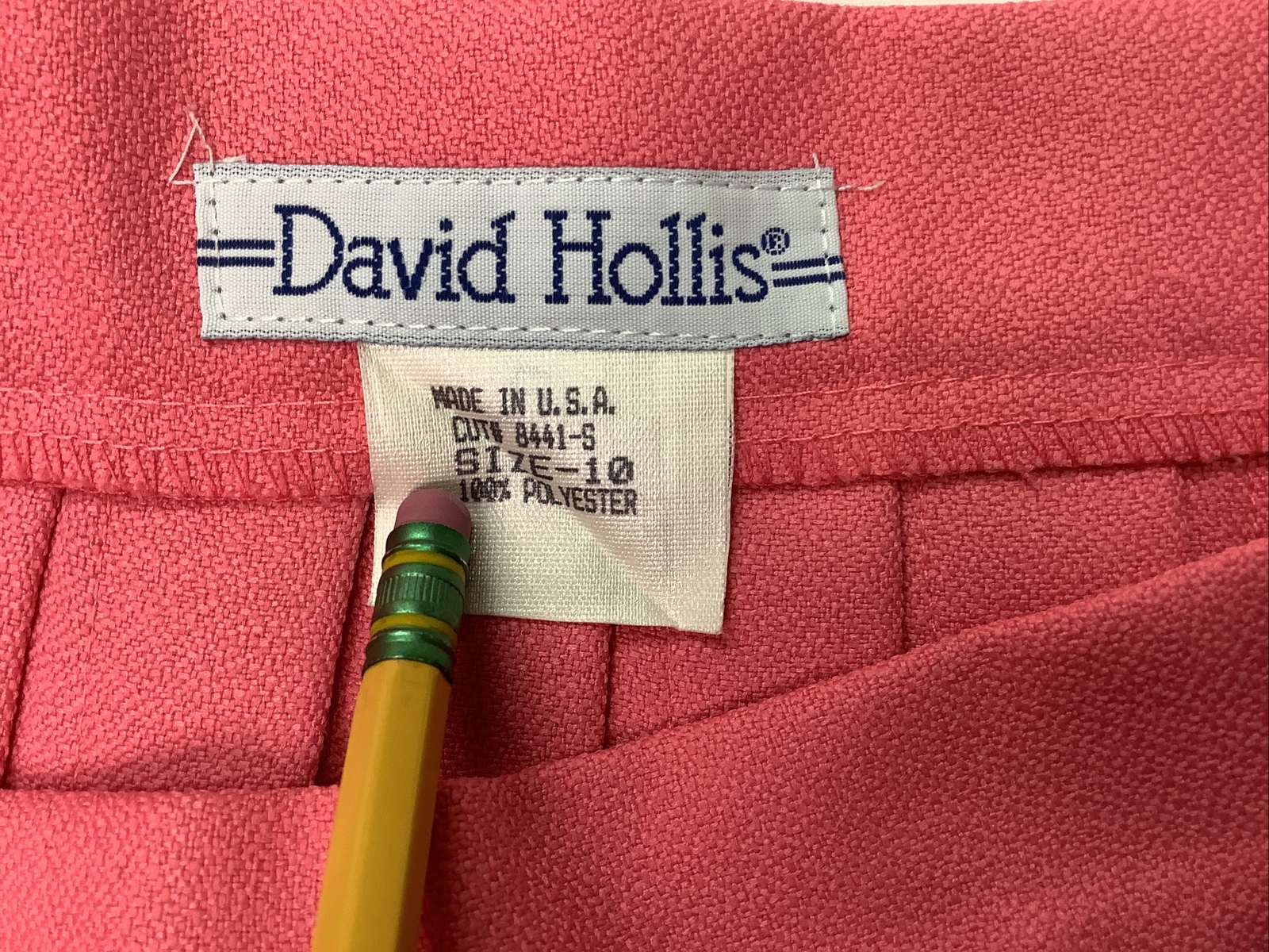 Vintage David Hollis Skirt Size 10 Pleated Zipper Pink Made In USA