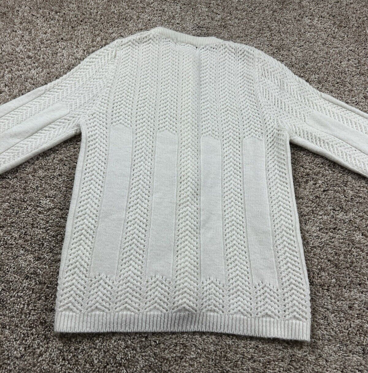 Vintage 60s Billie Jo Cardigan Sweater Medium Womens White Long Sleeve Button Up