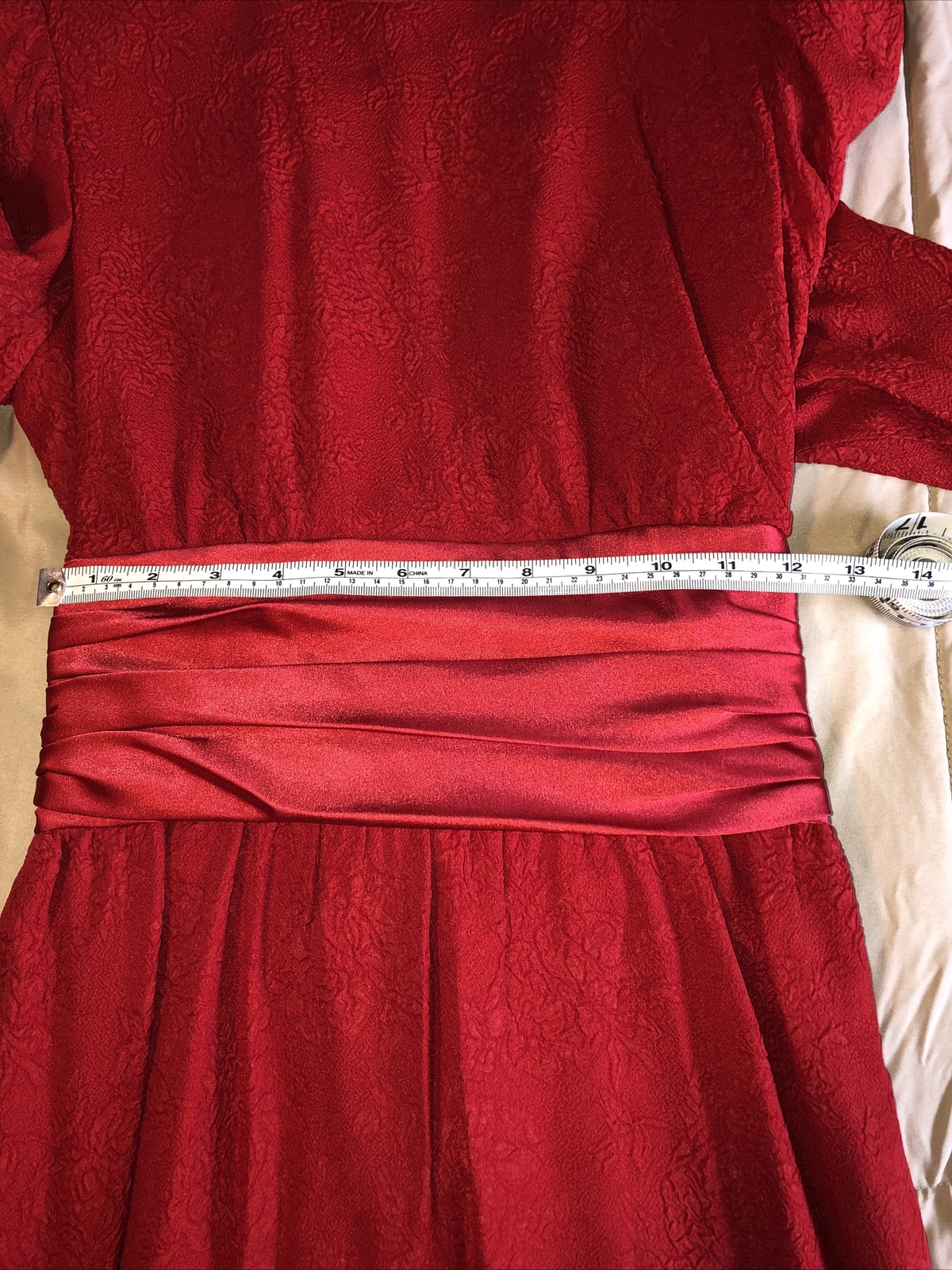 Vintage Nui Ruby Red Dress Size 4 Made USA Big Bow Lined Body Small S XS Formal