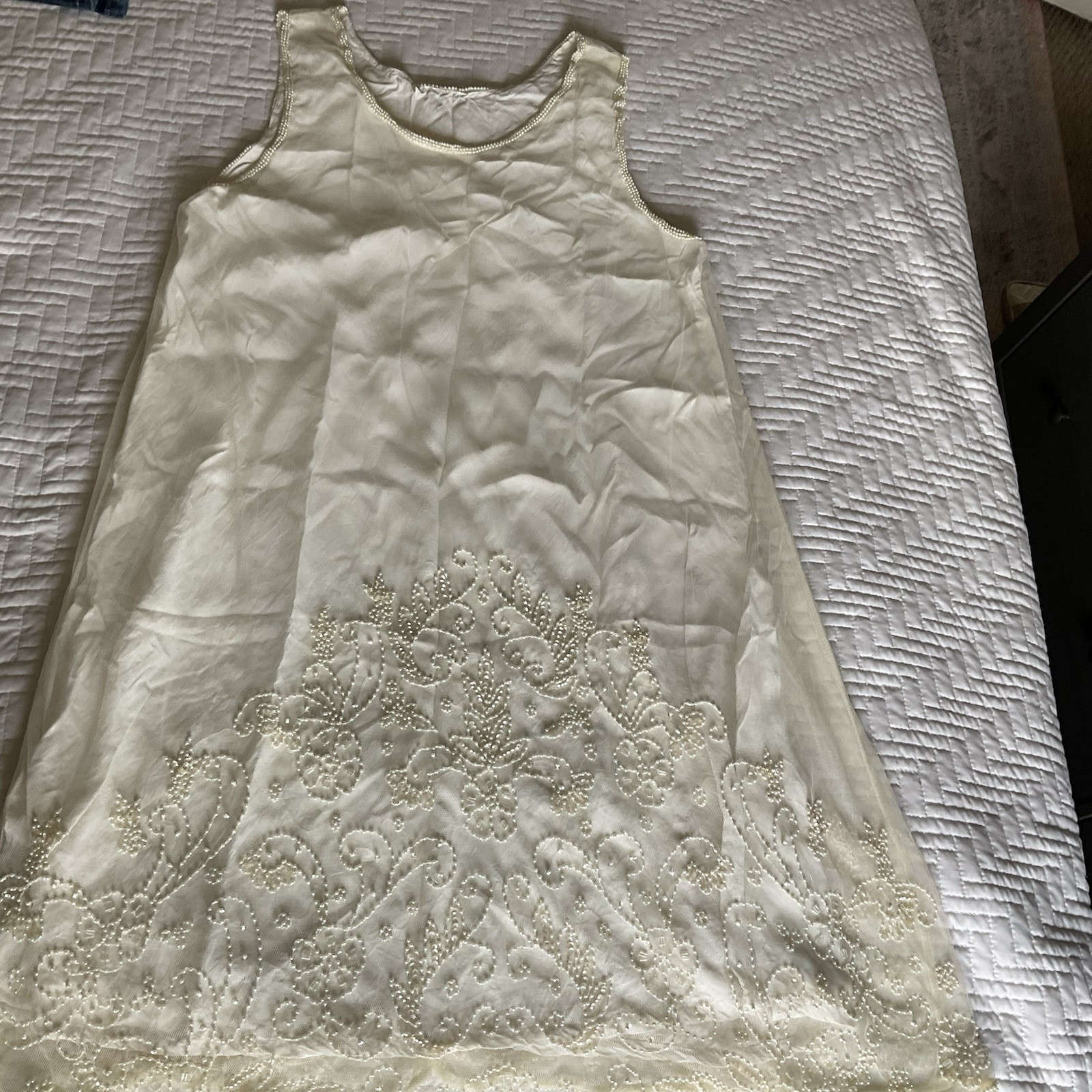 Vtg Wedding Bridal Shift Nightgown Swing Lace Tulle Size M? Handmade Unbranded