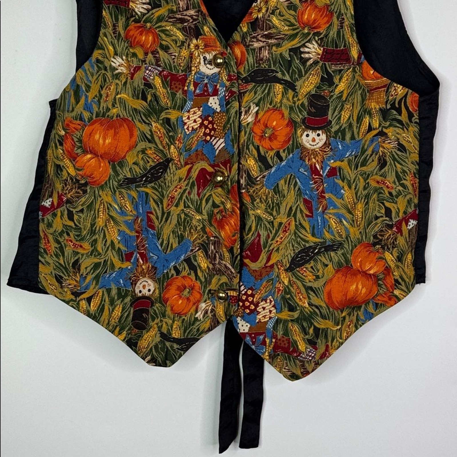 Vintage Basic Editions Scarecrow Pumpkin Halloween Vest Size Medium