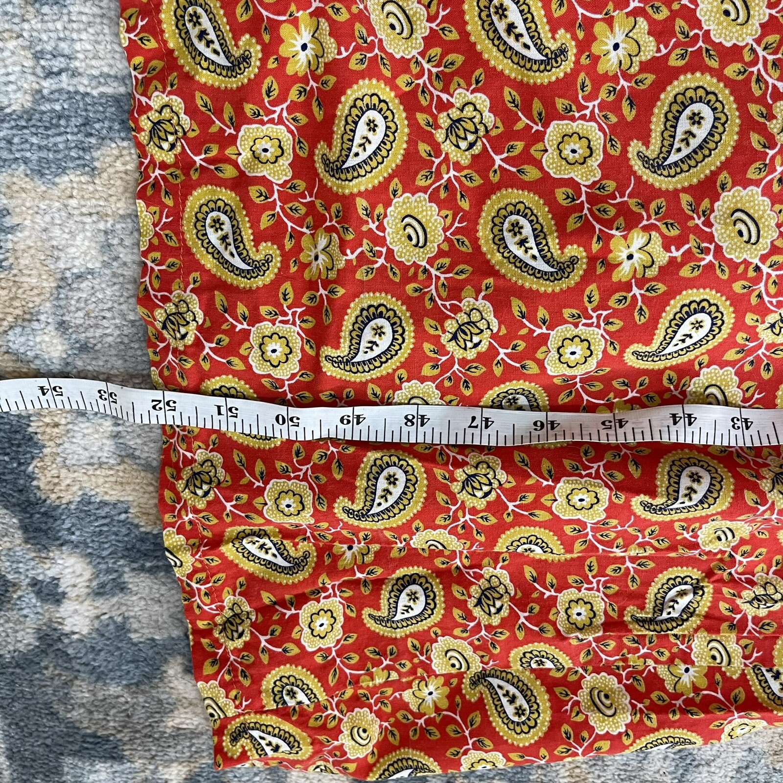 VTG 1970s Handmade Maxi Sheath Dress Orange Paisley Lace Trim Theater Sz S