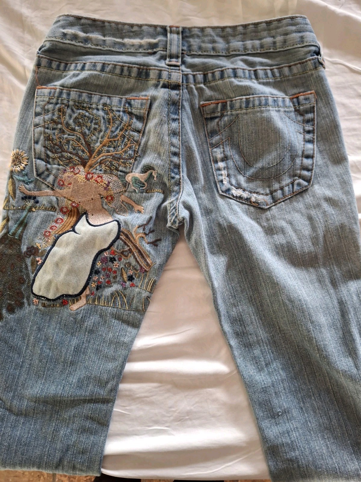 VTG TRUE RELIGION Y2K Bobby Flare Embroidered Lady Godiva Medium Wash Jeans 26