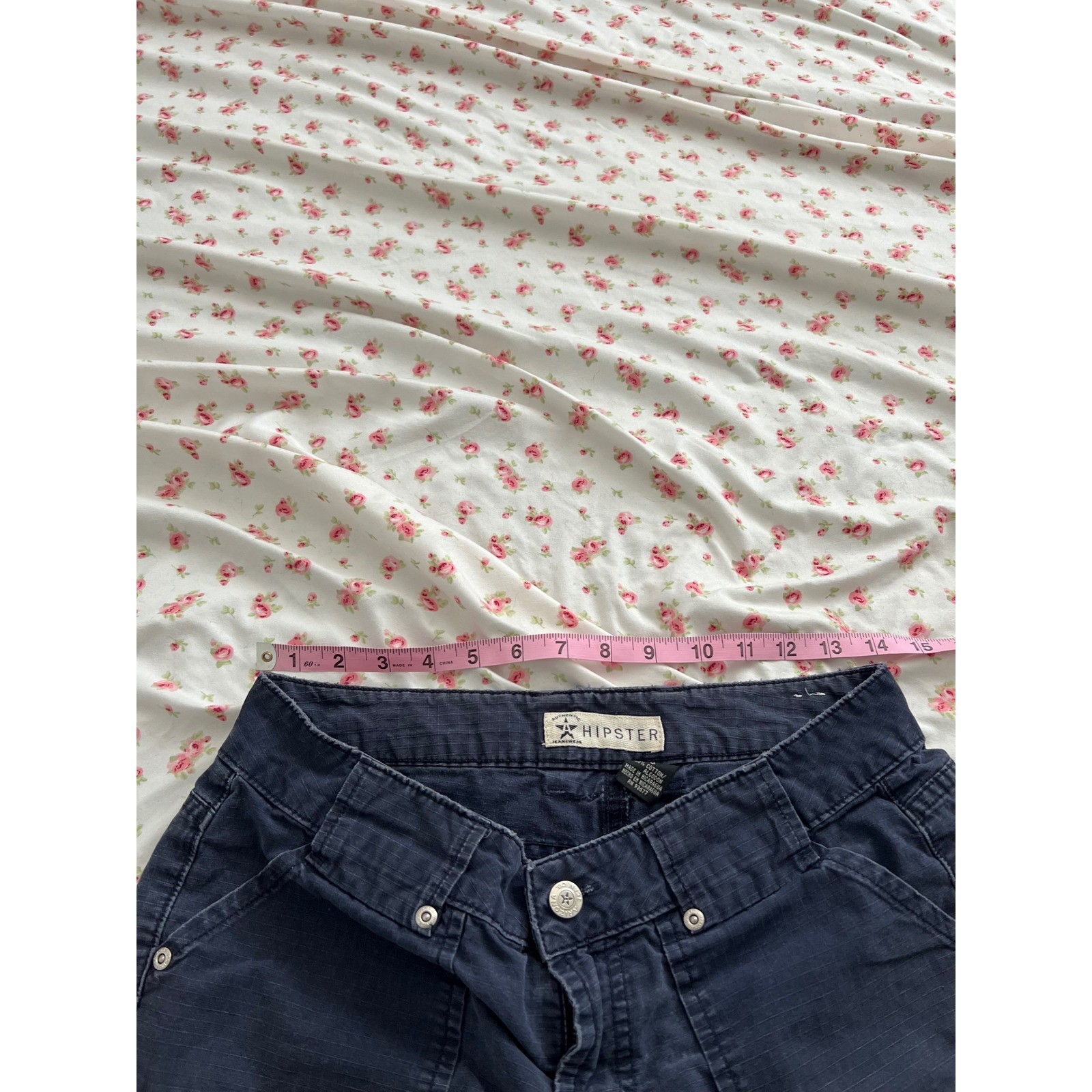 vintage low rise faded navy blue cargo shorts