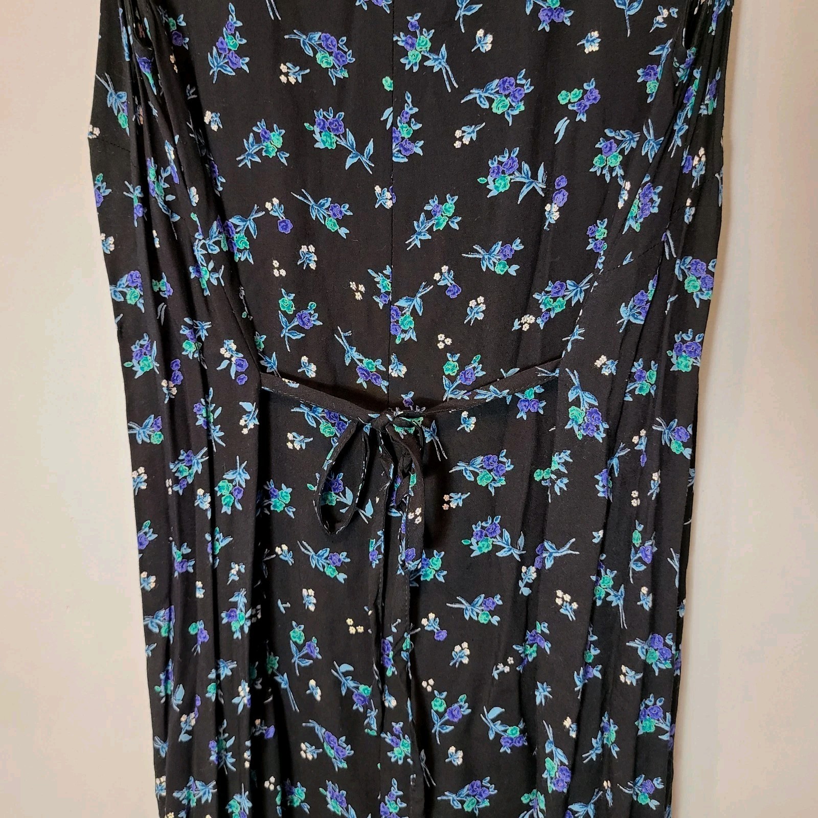 Vtg Floral Dress Cottage Fairy Grunge Y2K Sz Large 90s Tie Back Maxi Resort Boho