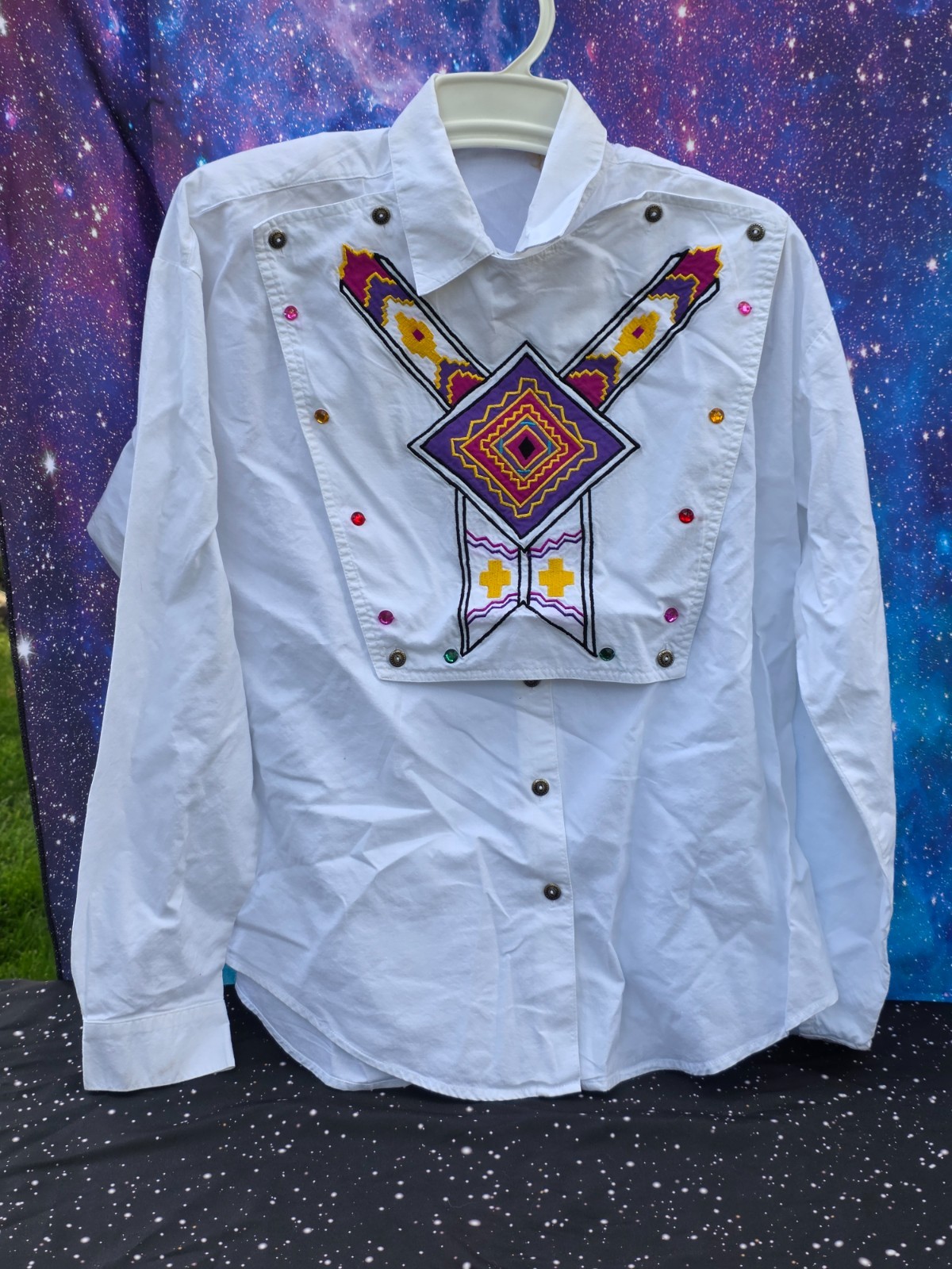 VINTAGE 1993 WESTERN SOUTHWEST CANYON SHIRT SIZE MEDIUM JEWELS WOMEN’S BLOUSE