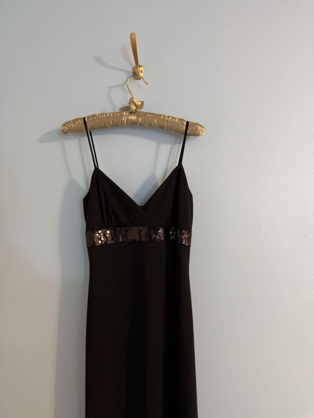 vintage taboo black dress with ruffle layer detail and sequins belt size M