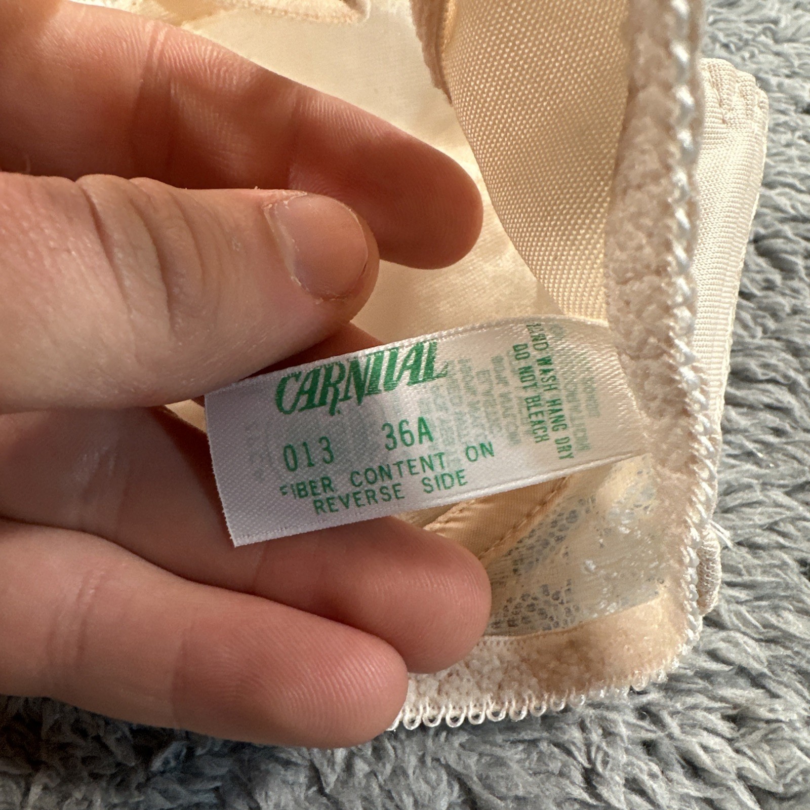 Vintage Carnival Bra – 36 A The Push Up Lace Nylon Beige 1970s Pearls