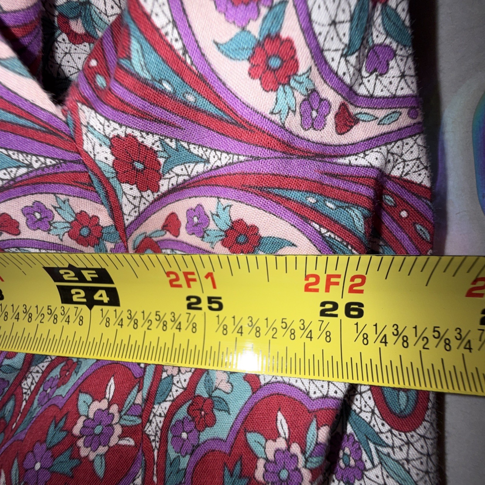 1950’s Handmade Cotton Shirt Dress Fit & Flare Paisley Pockets Medium Belted