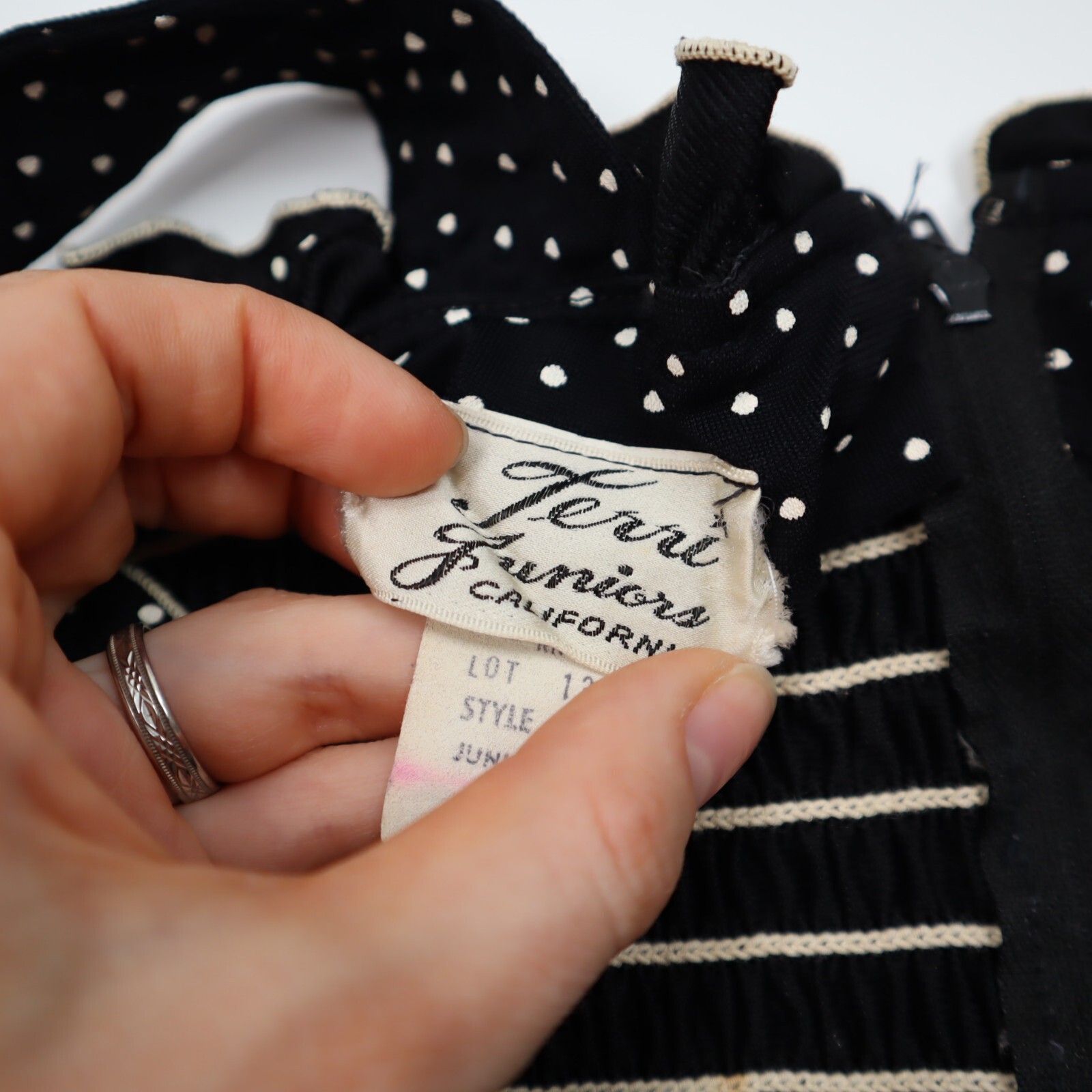 Vintage Terri Black White Polka Dots Summer Juniors Dress Size 9