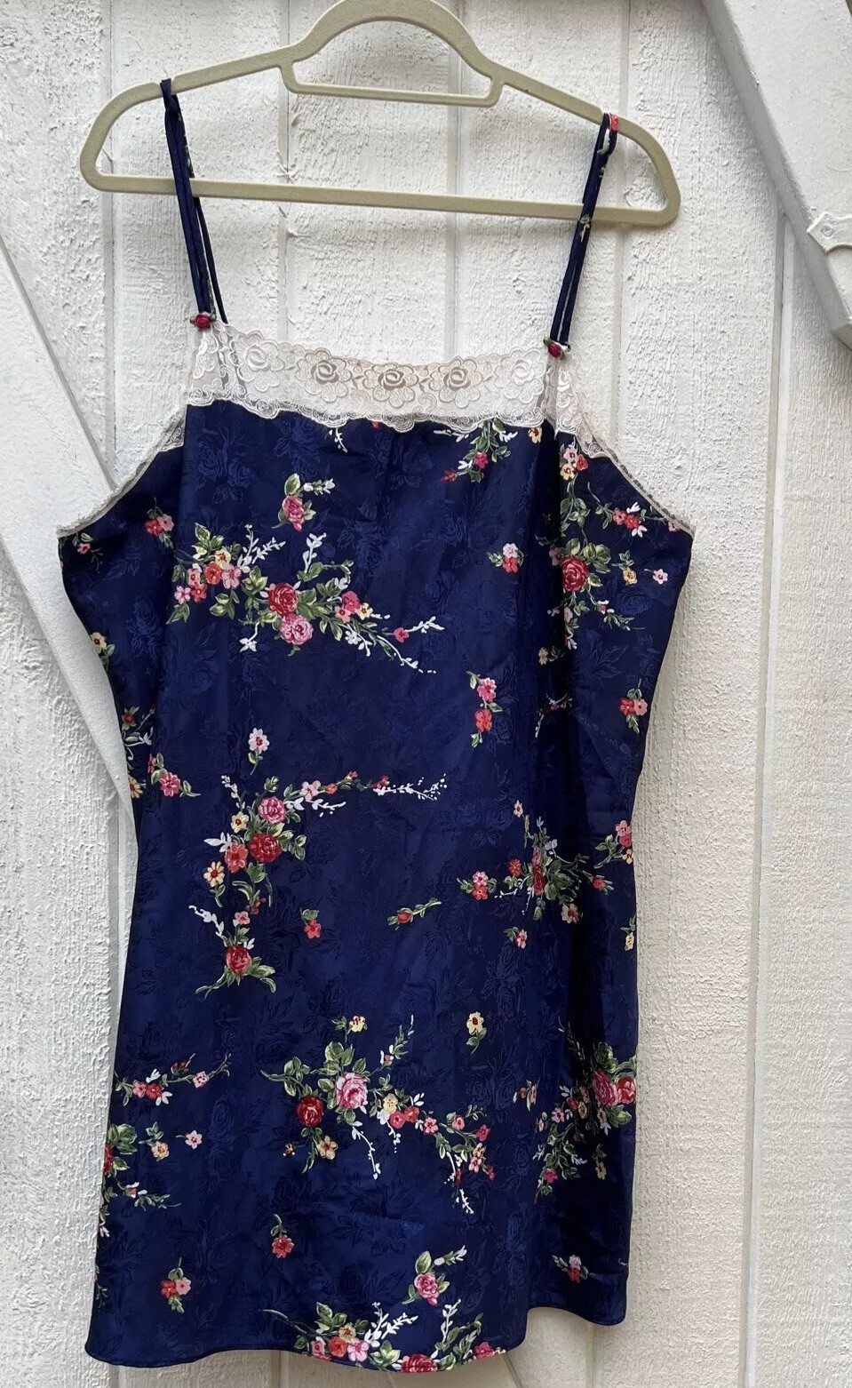 Vintage 2X Inner Most Women Blue Floral Nightgown Slip Dress USA F6