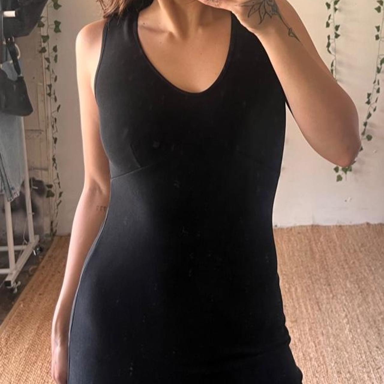 Vintage 90s/Y2K Bisou Bisou black bodycon maxi dress size S