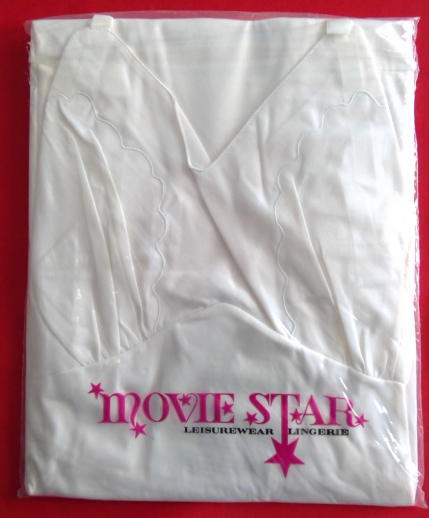 Vintage ladies full white nylon slip by Movie Star Lingerie sz 36 tall 1950’s~