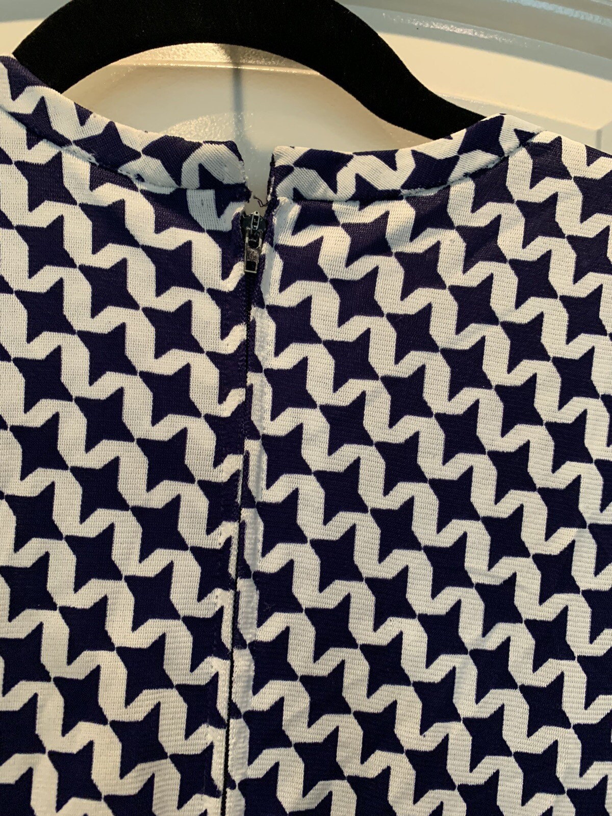 Vintage Mod Retro Nancy Greer NY Pleated Blue White Orange Dress