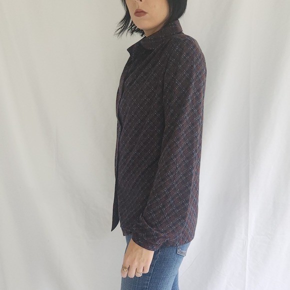 70s Blue and Brown Button Down
