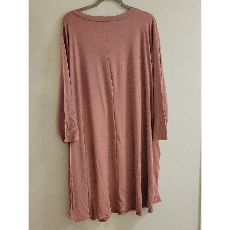 Curvie Luvie Relaxed V-Neck 3/4 Sleeve Dress in Dusty Rose Size 4x