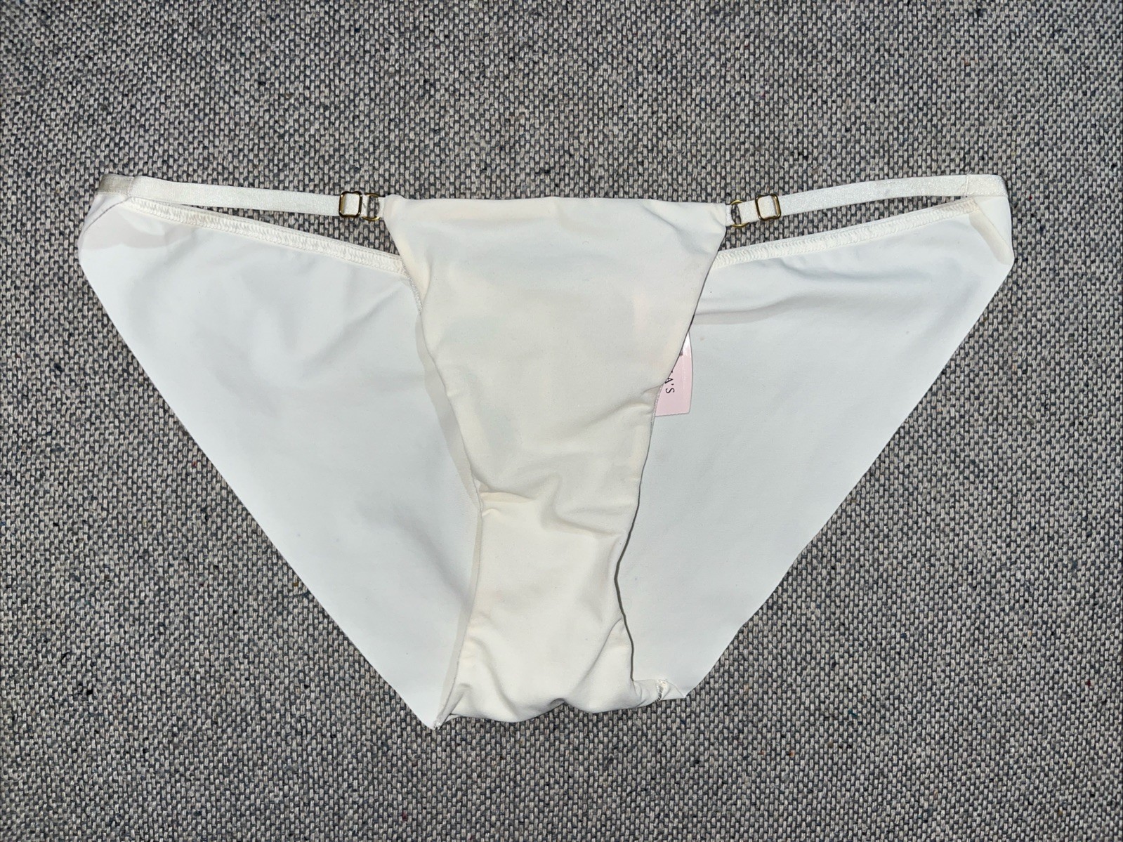 Victoria’s Secret Smooth Sexy Gold Rings Ivory String Bikini Sissy Panties L XL