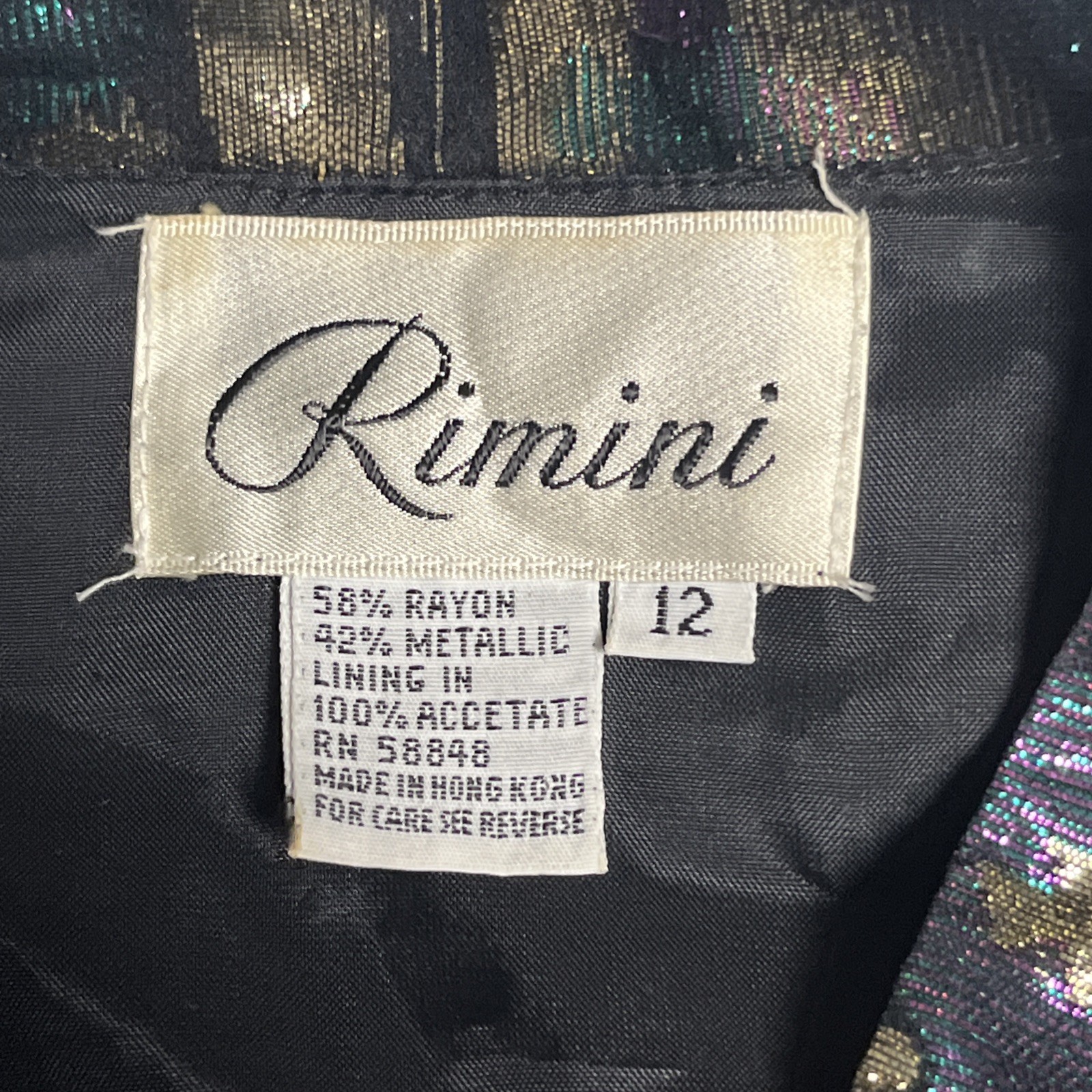Vtg Rimini Metallic Gold Paisley Brocade Evening Jacket 80s Puffy Shoulder Sz 12