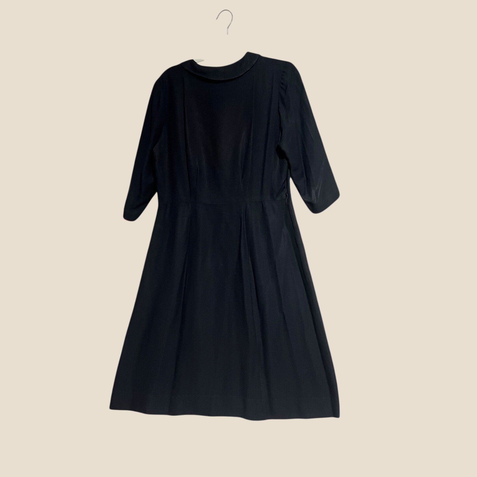 Vintage 1950s Rogers Taylor Navy Blue Fuchsia Pink Trim Fit Flare Dress Mid-Mod