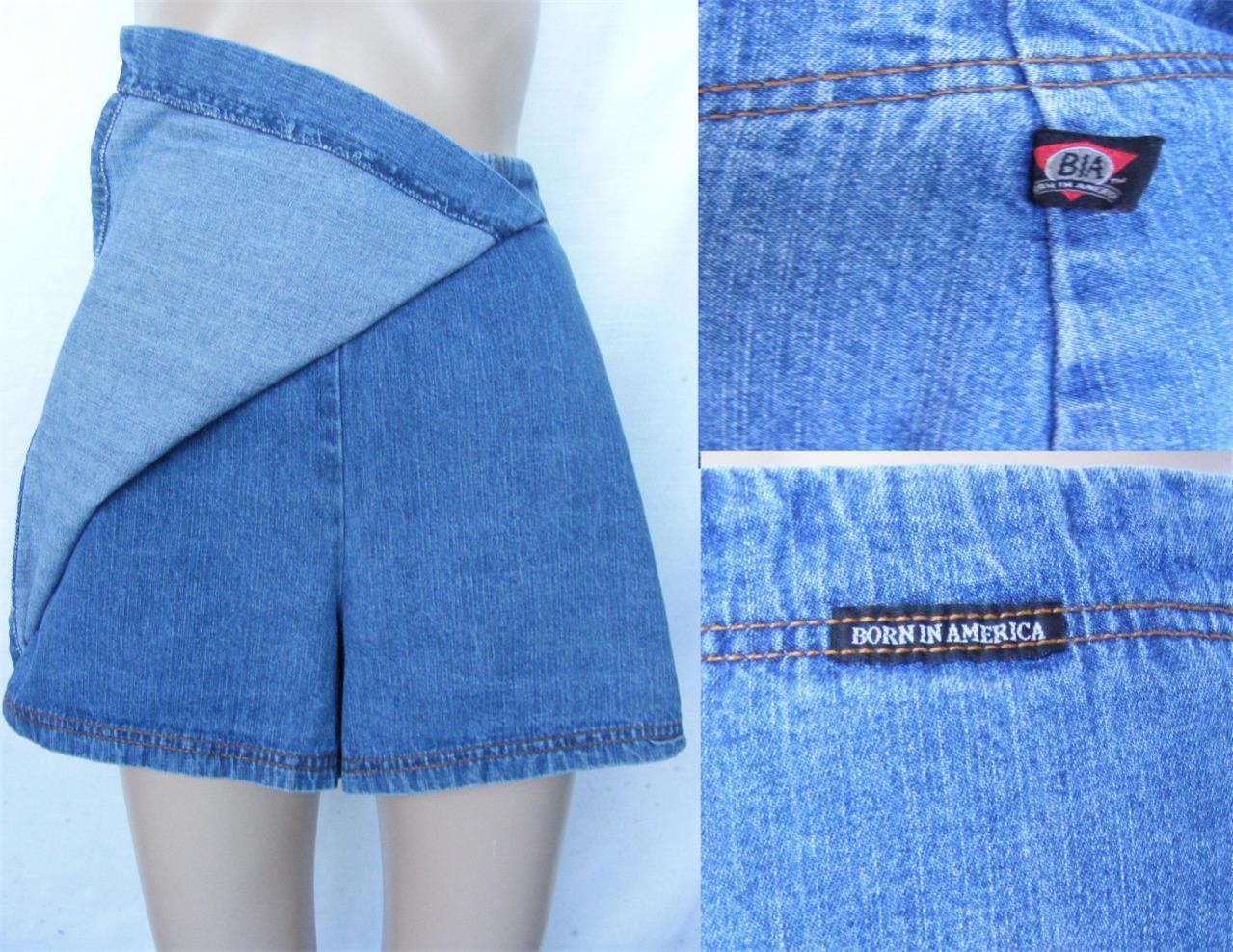 Born In America Skirt Shorts Denim Skort Blue Jeans 34″ Waist 13/14 Vintage USA