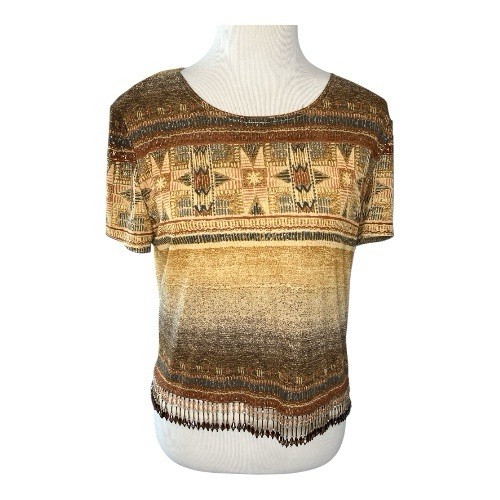 Vintage 90’s Aztec Beaded Boho Skirt & Top Size 12 Joseph Ribkoff