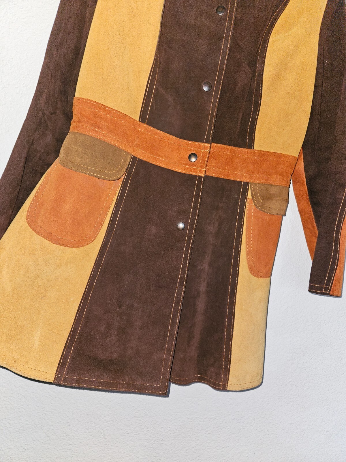 Vintage Gassy Jack Patchwork Suede Jacket Small Brown Orange Coat 70s Vancouver