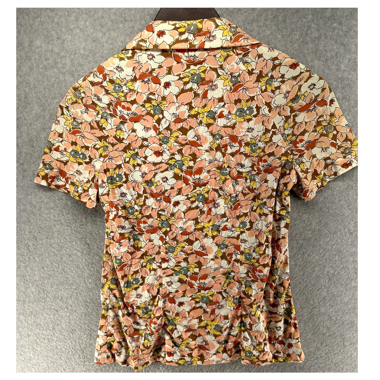 Handmade Womens Blouse Top Size XS See Measurements Multicolor Floral Vintage