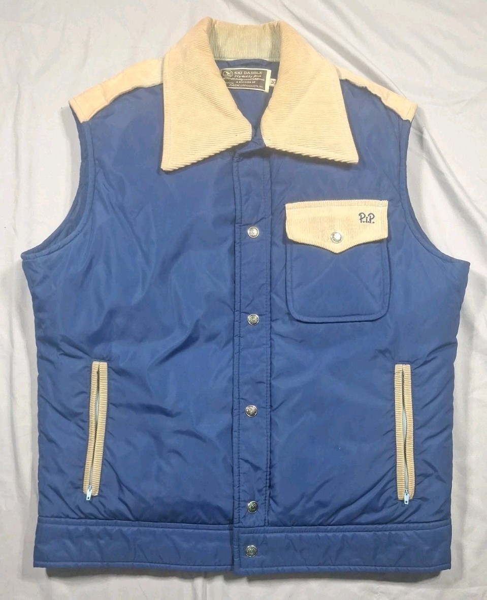 VTG Ski Daddle Western Vest Waterfowl Duck Down Corduroy Trim Ladies Medium